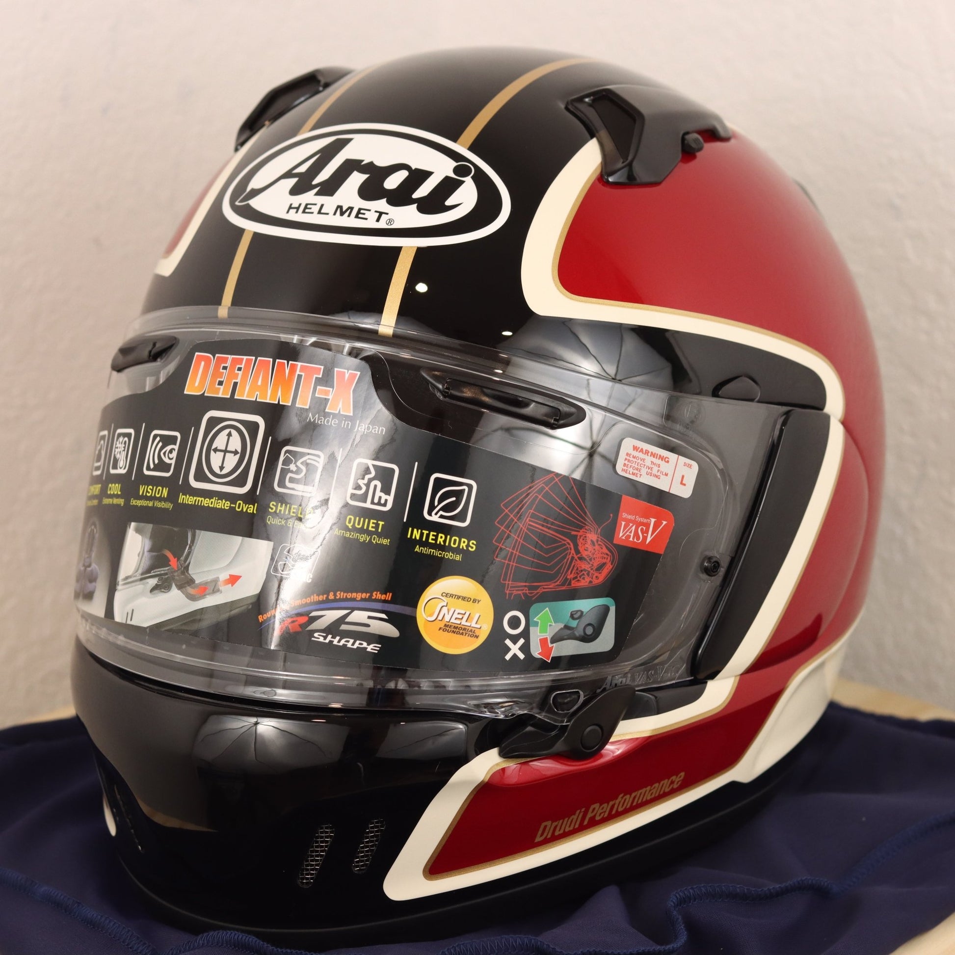 Arai Defiant - X Outline Red Motorcycle Helmet - TheHelmetHub