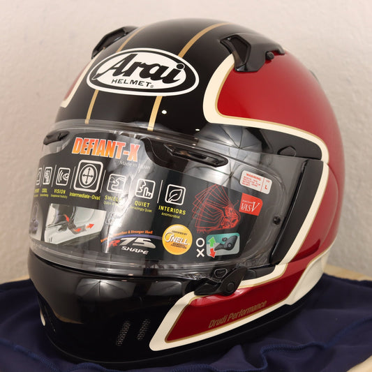 Arai Defiant - X Outline Red Motorcycle Helmet - TheHelmetHub