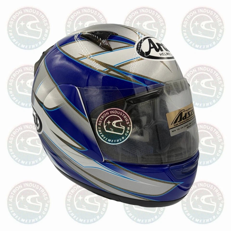 Arai Quantum 2 Hacker Silver & Blue Motorcycle Helmet - TheHelmetHub