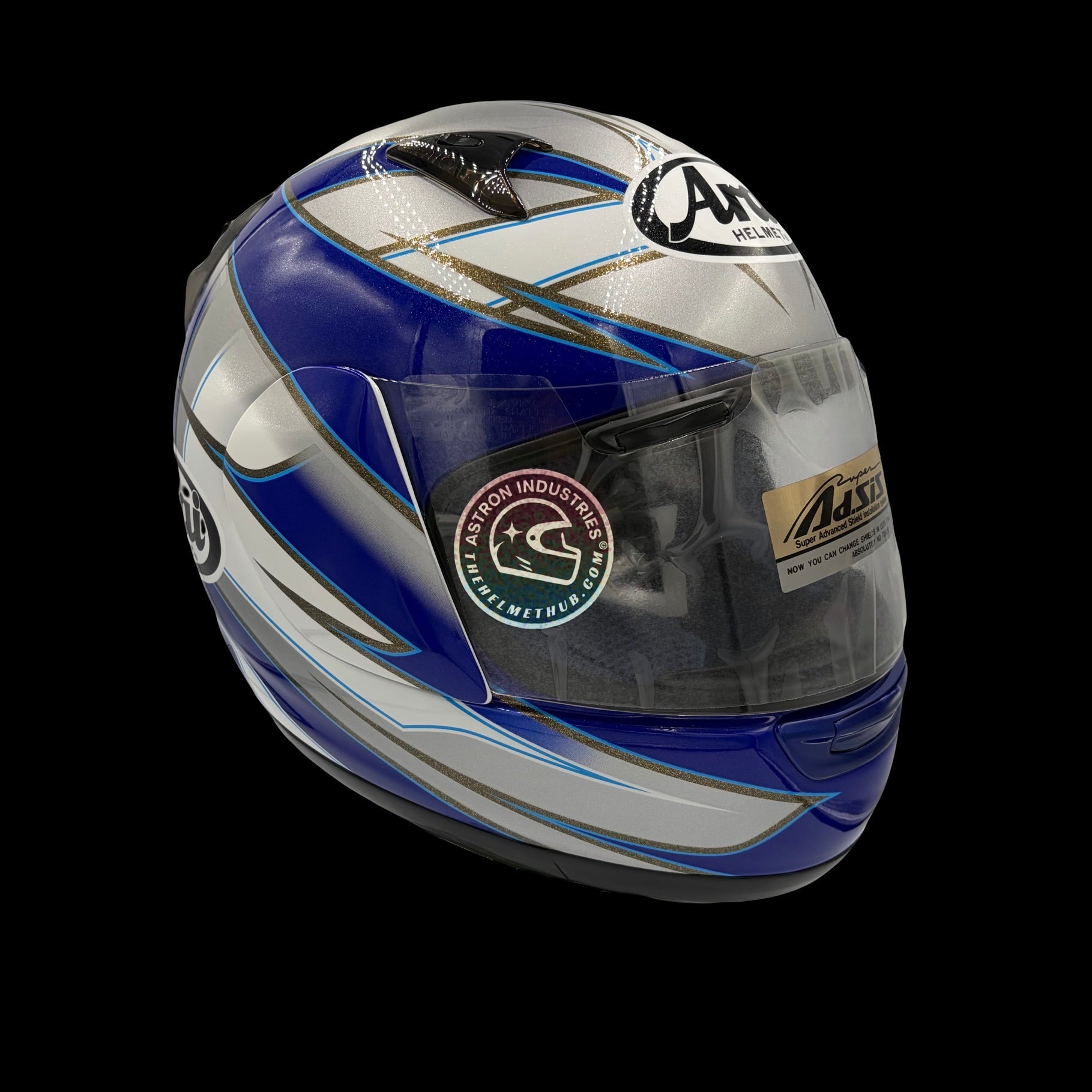 Arai Quantum 2 Hacker Silver & Blue Motorcycle Helmet - TheHelmetHub