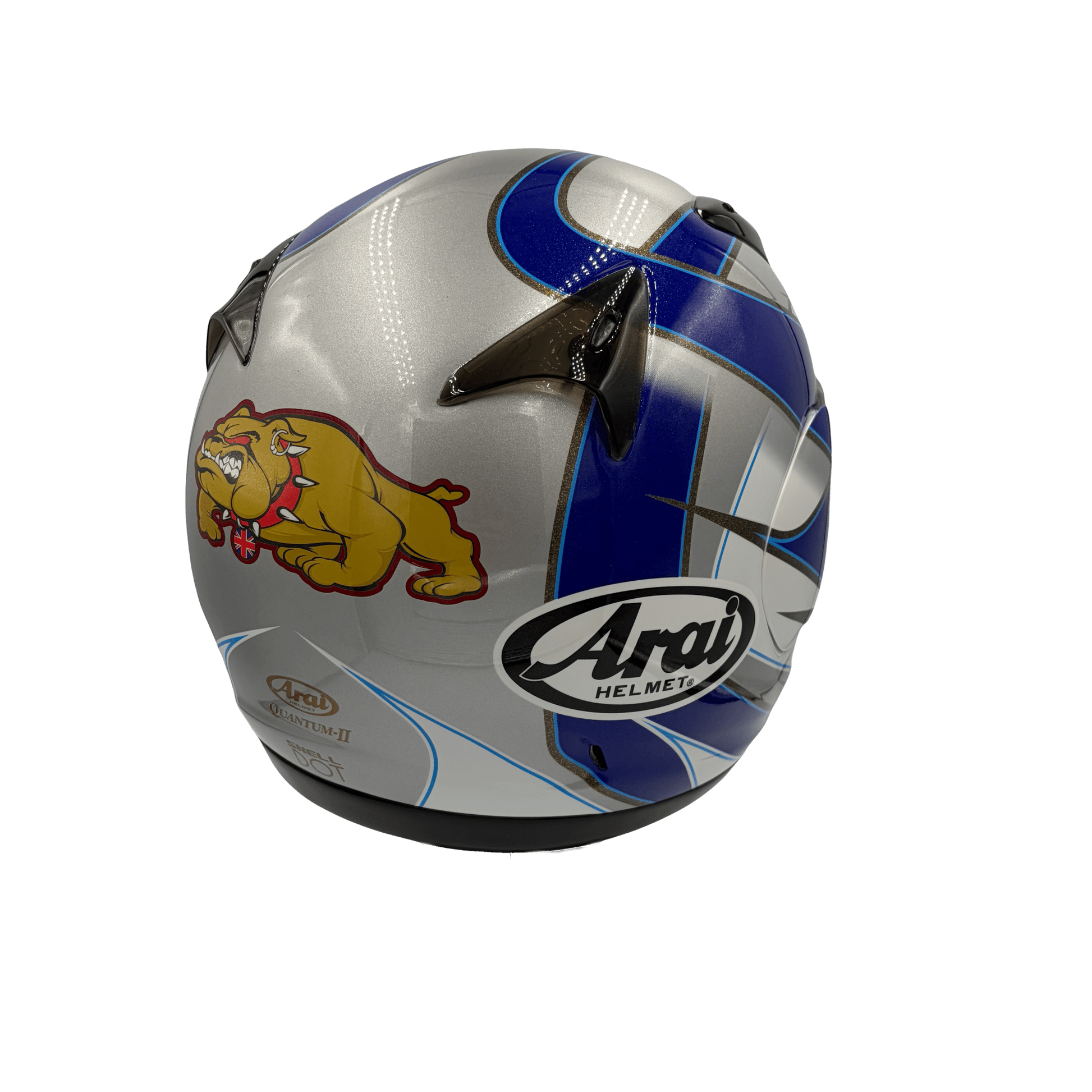 Arai Quantum 2 Hacker Silver & Blue Motorcycle Helmet - TheHelmetHub