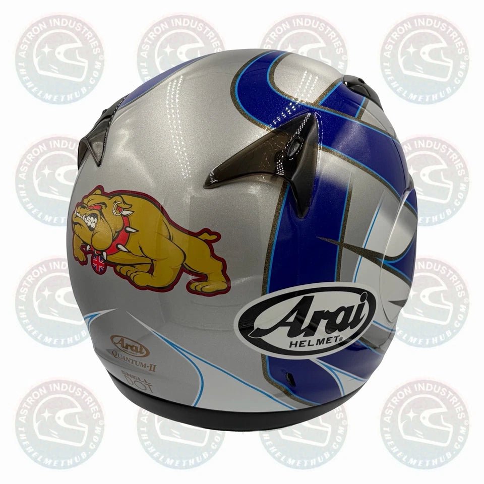 Arai Quantum 2 Hacker Silver & Blue Motorcycle Helmet - TheHelmetHub