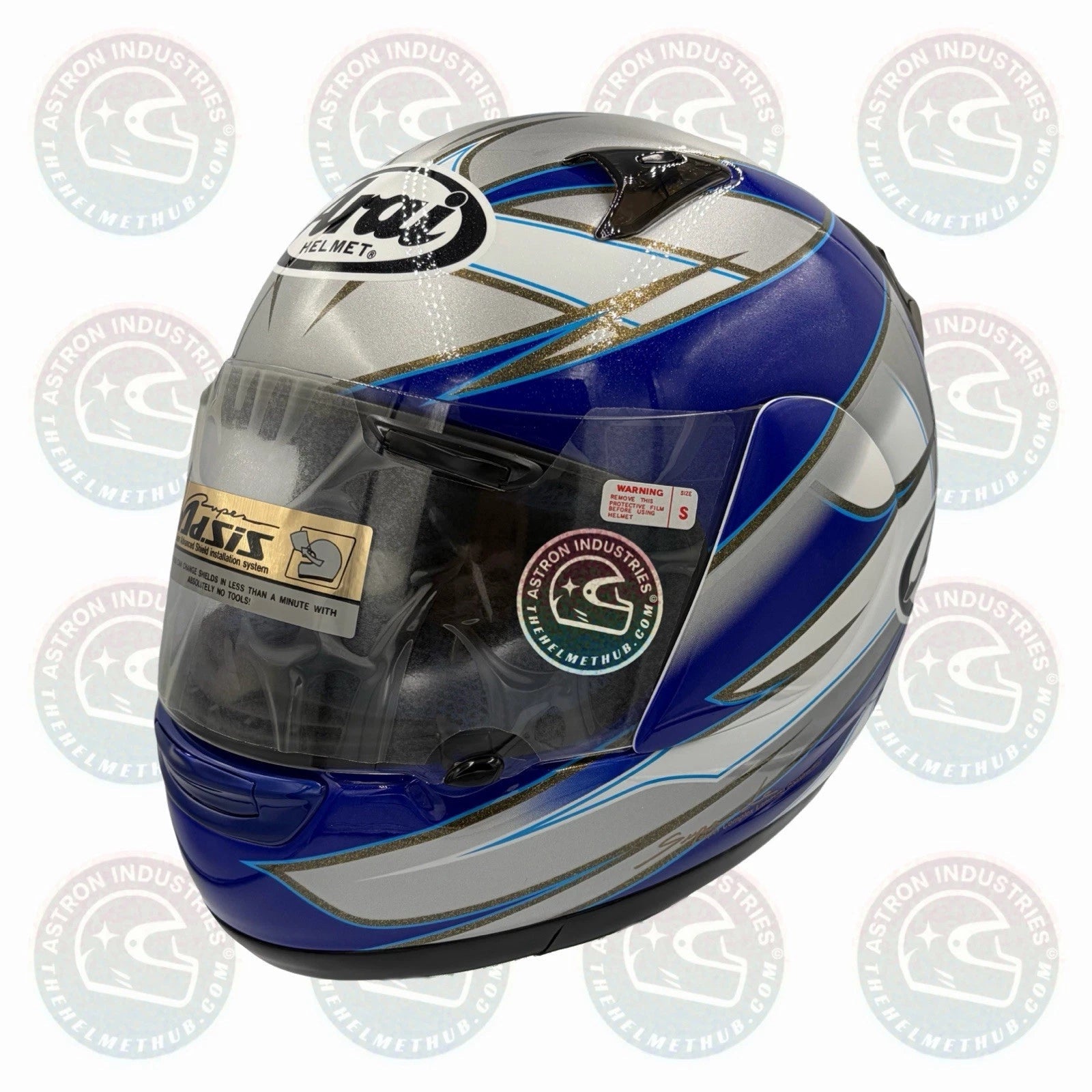 Arai Quantum 2 Hacker Silver & Blue Motorcycle Helmet - TheHelmetHub