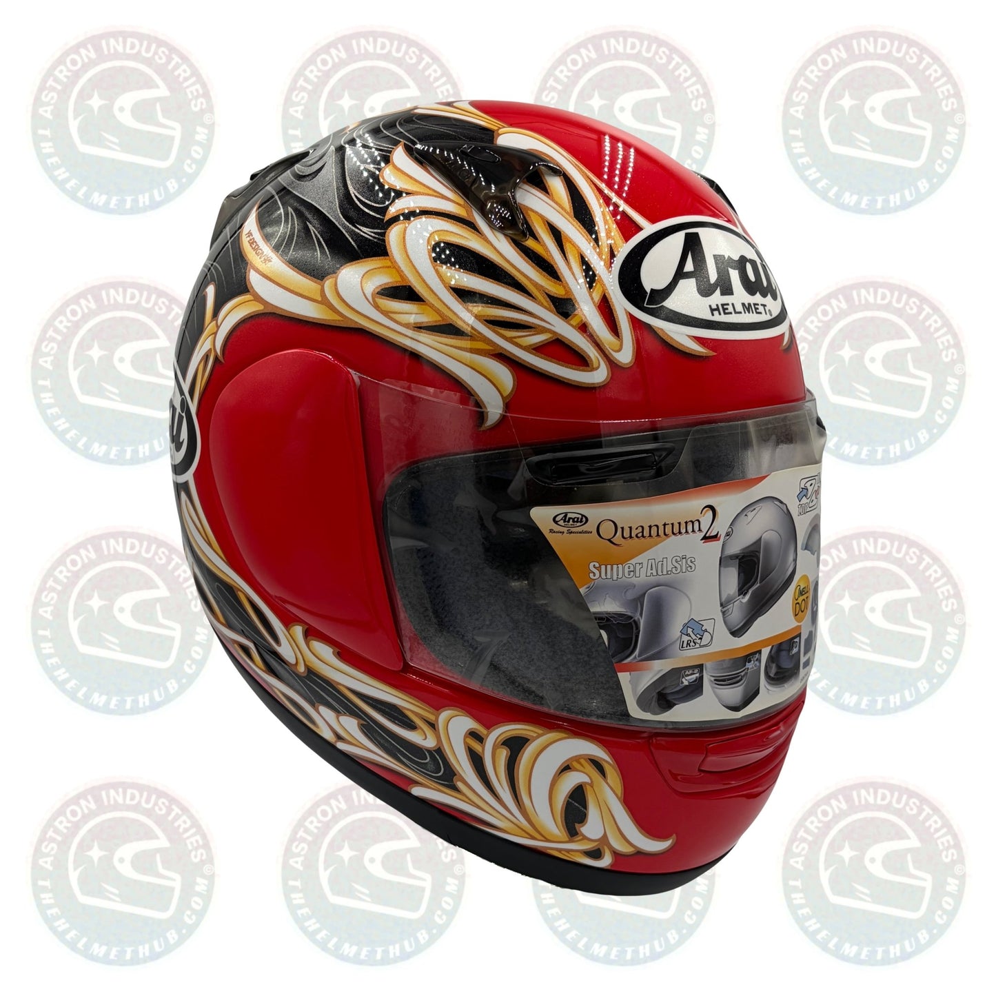 Arai Quantum 2 Swirl Red Motorcycle Helmet - TheHelmetHub