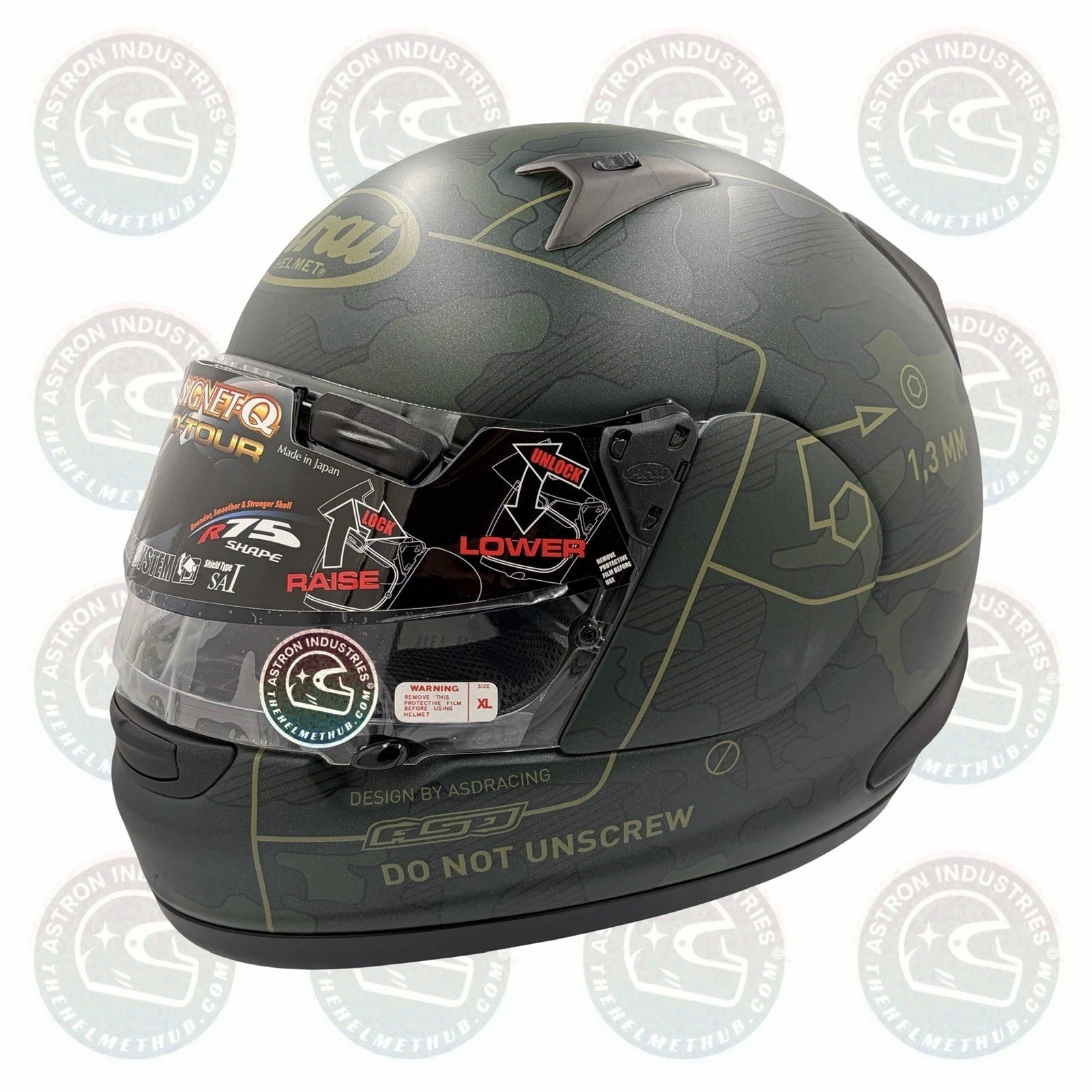 Arai Signet - Q Racer PRO Tour Tactical Green Frost w/ PRO SHADE - TheHelmetHub