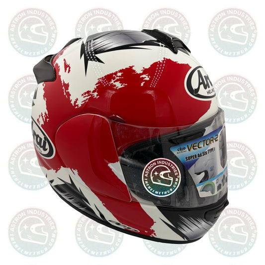 Arai Vector - 2 Marker Red Motorcycle Helmet - TheHelmetHub