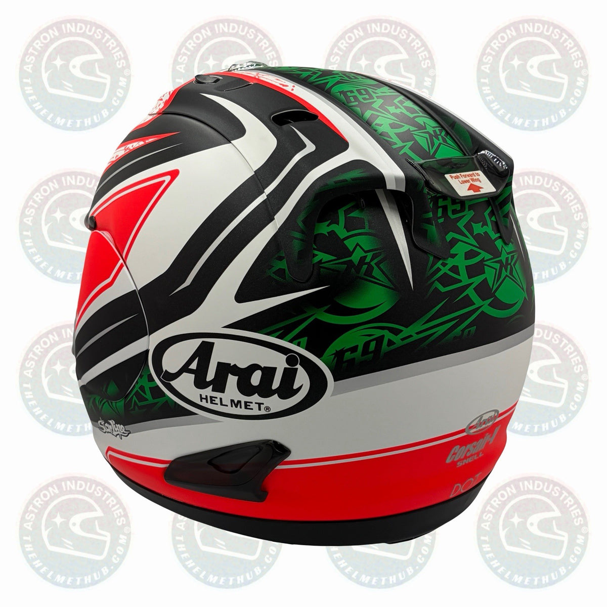 Arai Corsair-V Nicky-4 motorcycle helmet, rear quarter