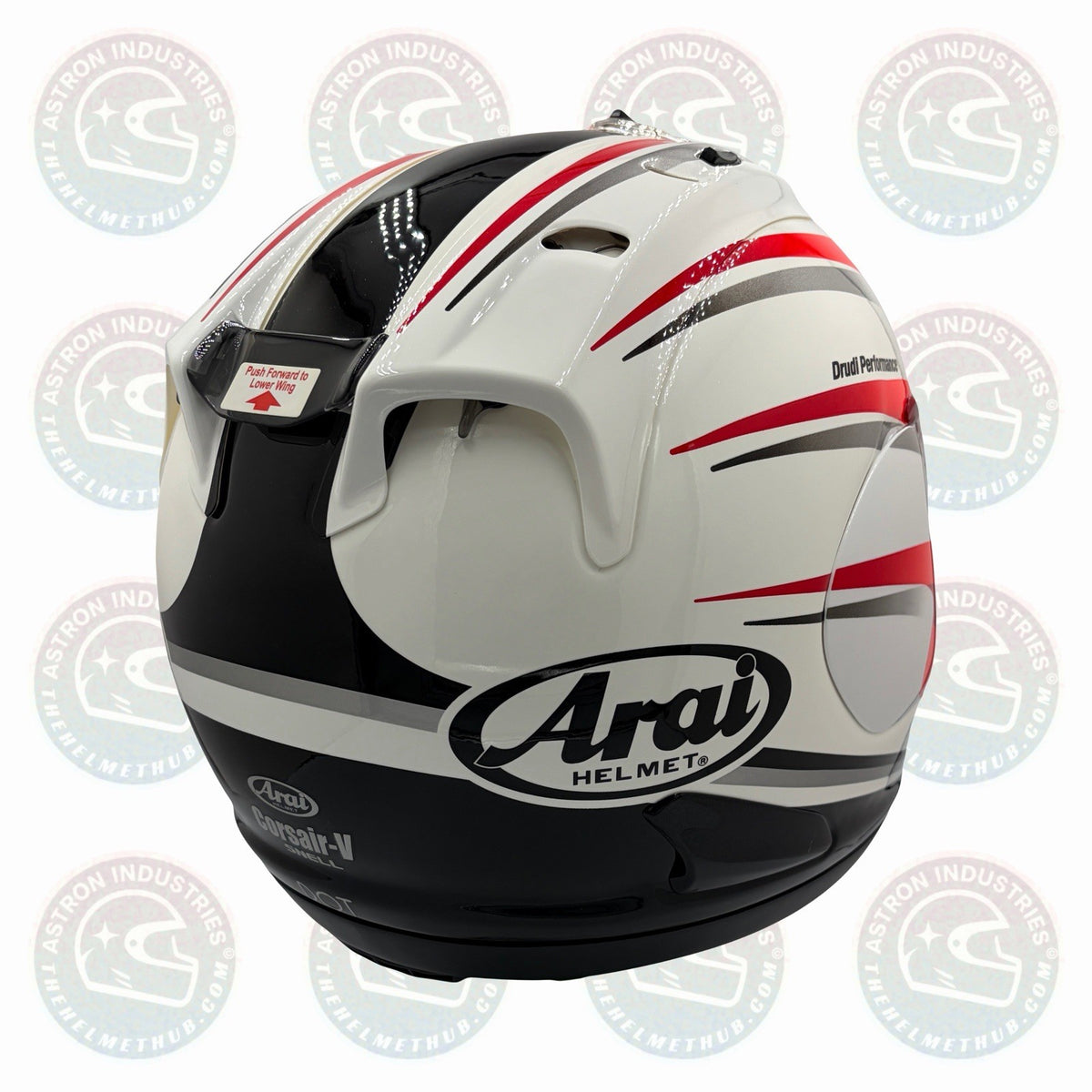 Arai Corsair-V Speed Red motorcycle helmet, rear quarter