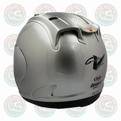 Arai Corsair-V Aluminum Silver motorcycle helmet, rear quarter