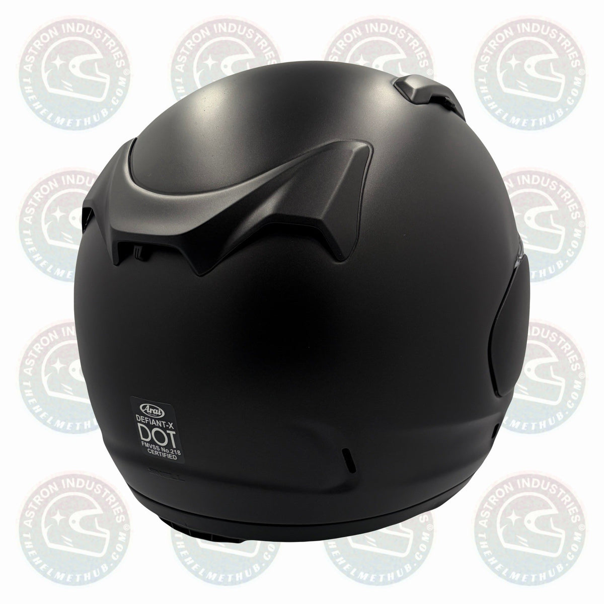 Arai Defiant-X Black Frost motorcycle helmet, rear showing spoiler